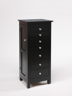 48 inch Brown Maple Painted Black Flush Mission Jewelry Armoire